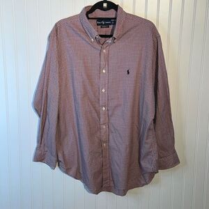 Ralph Lauren Shirt Men 17 32/33 Red Black Check Classic Fit Preppy Long Sleeve